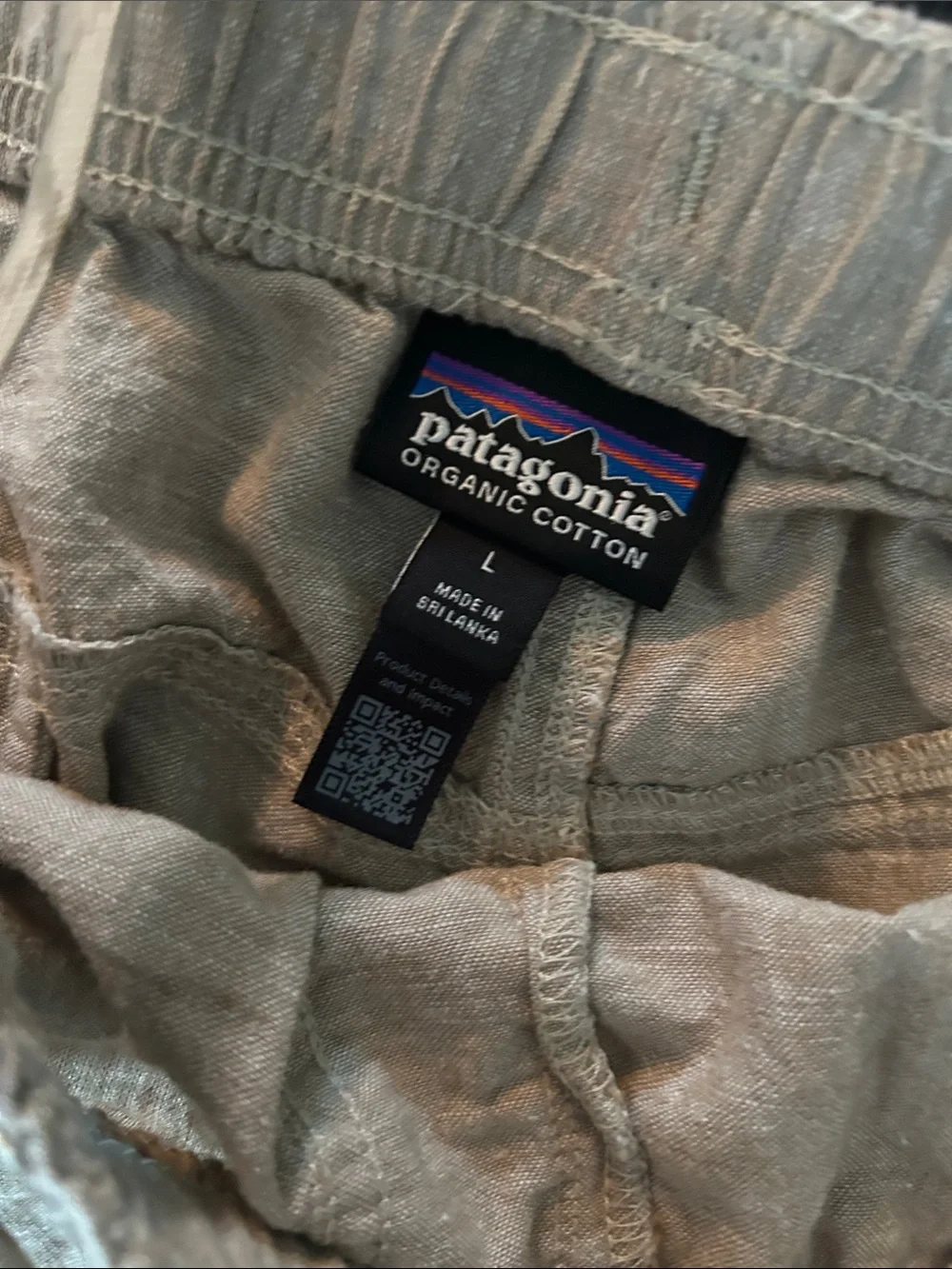 Patagonia Mens Baggies Naturals Organic Cotton Hemp Shorts Tan Khaki Large